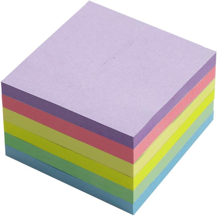 (24 Pack) Sticky Notes 3x3 in Pastel Stickies Super Sticking Power Memo Pads, Strong Adhesive, 74 Sheets/pad