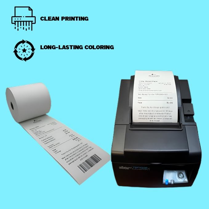 (50 Rolls) 3 1/8 x 230 Thermal Paper Receipt Rolls – BPA-Free Thermal Printer Paper for POS Systems, Registers, and Credit Card Machines – Reliable and Smudge-Free Performance