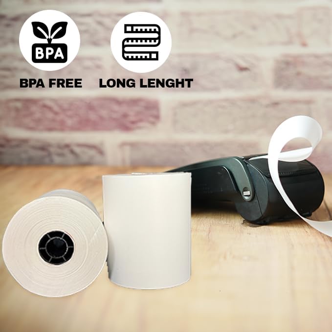 (50 Rolls) 3 1/8 x 230 Thermal Paper Receipt Rolls – BPA-Free Thermal Printer Paper for POS Systems, Registers, and Credit Card Machines – Reliable and Smudge-Free Performance