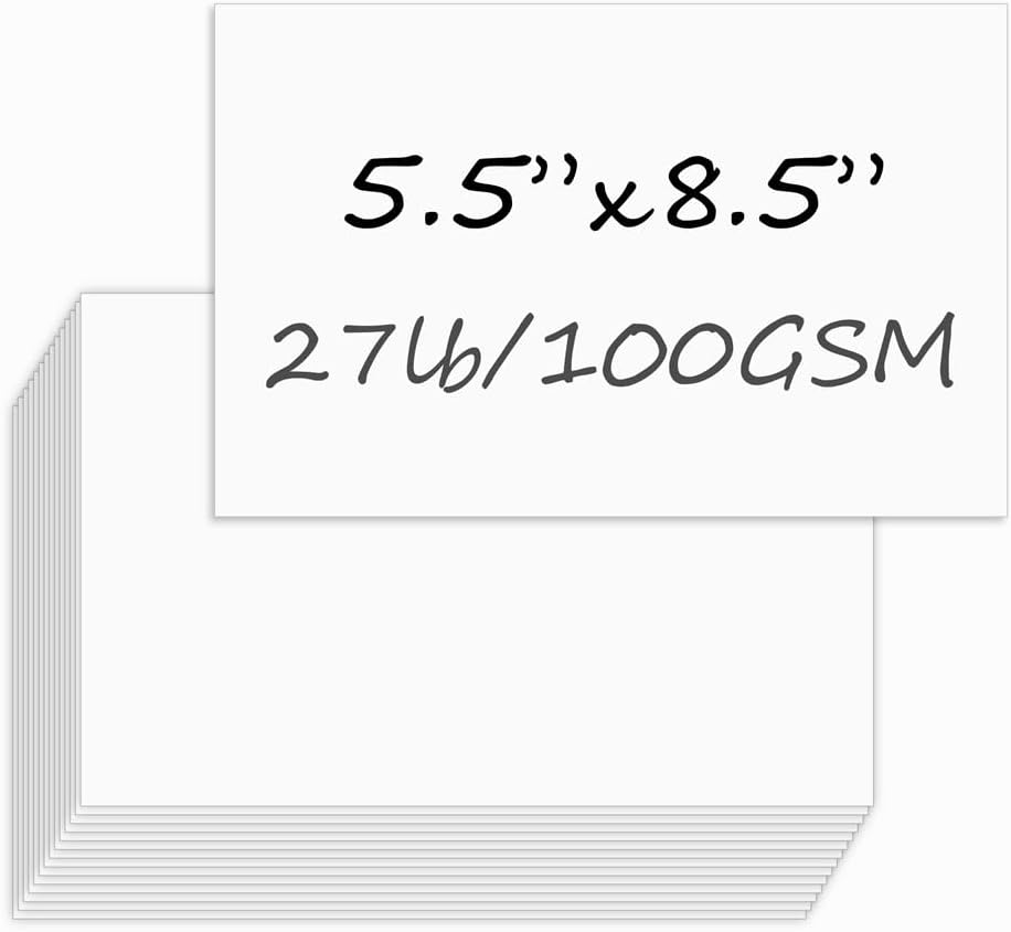 Half Letter Size Paper, 5.5"x8.5, 100gsm, White, 300 Sheets
