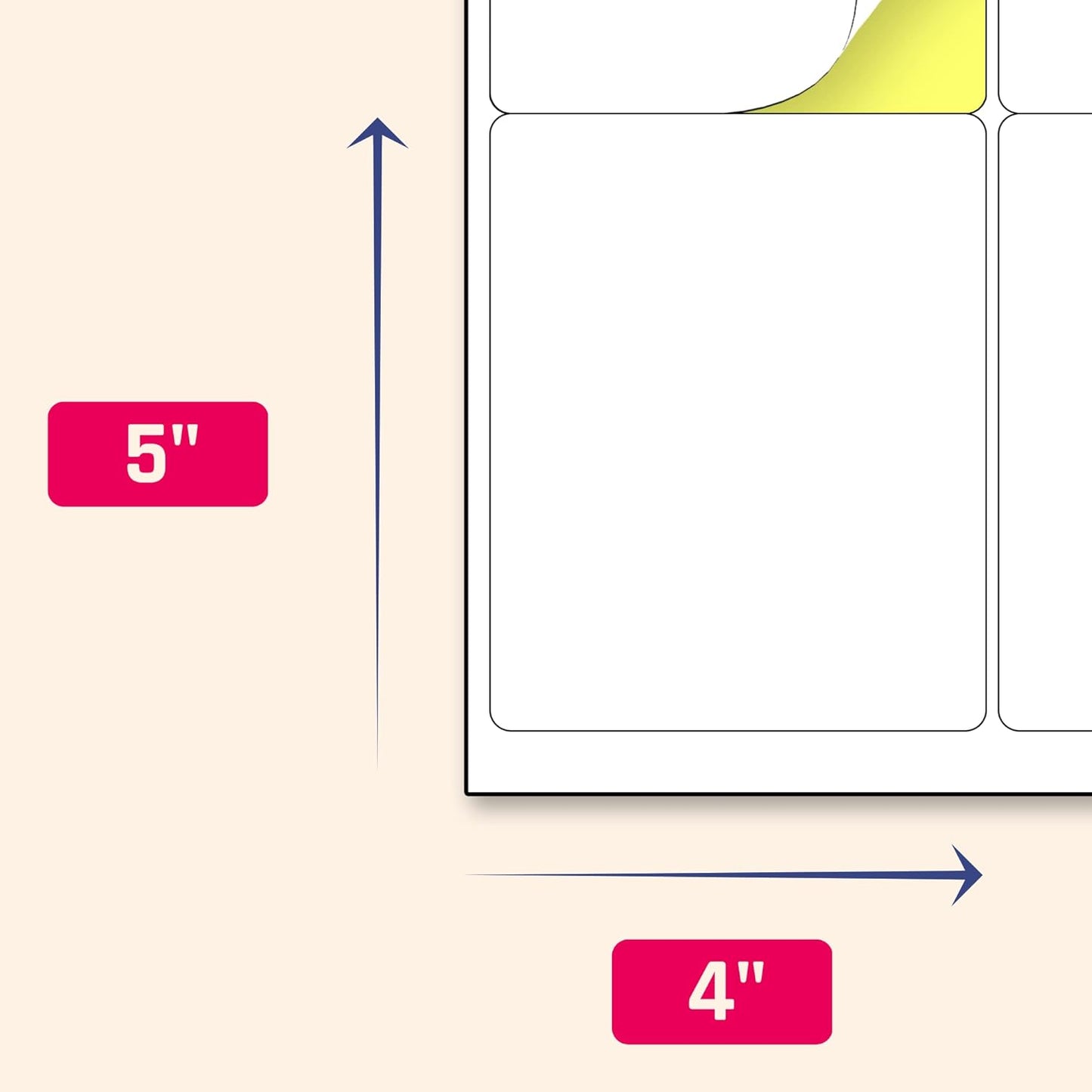 (4" x 5") 200 Sheets, Large White Labels Stickers - Laser/Inkjet Printable