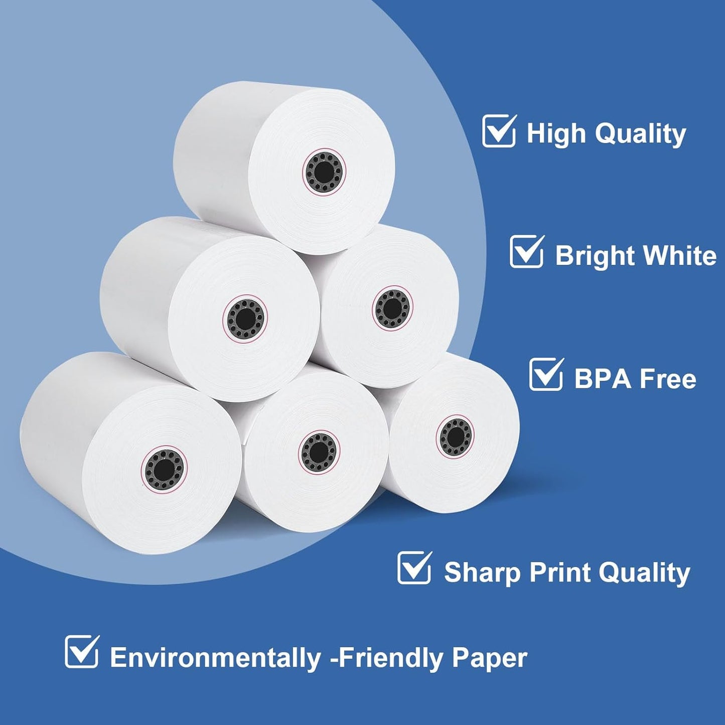 (50 Rolls) 3" x 165' Kitchen Register Rolls,1 Ply Bond Printer Receipt Paper POS Cash Register Paper (Non –Thermal Kitchen Printer Paper) for TMU200 SRP275 from Pony Packaging