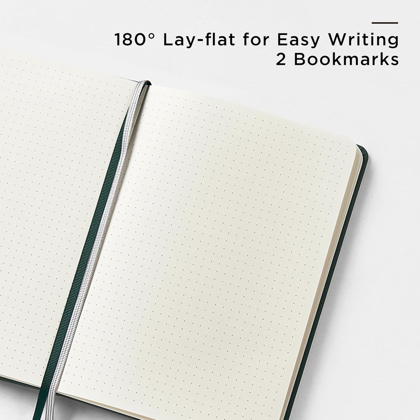 &And Per Se Dotted Journal Notebook, A5 Hardcover Leather Journal, 160 Pages 100 gsm Thick Dotted Paper，3 Sheets of Stickers Included - 5.7'' x 8''（Green）