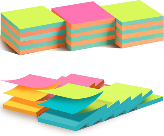 (18 Pads) Pop Up Sticky Notes 3x3 Refills, Alternating Color, Strong Adhesive Memo Pad Bulk, Suitable for Home, Office, School, Clean Removal