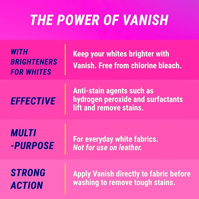 Vanish White Multi-Purpose Stain Remover 900ML - Image 6