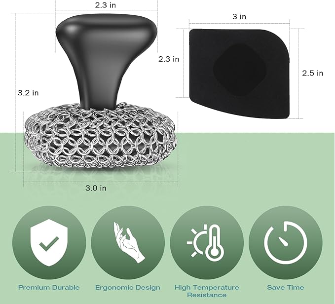 Cast Iron Scrubber Dish Scrub Brush Chainmail Scrubber - Thumbnail 2