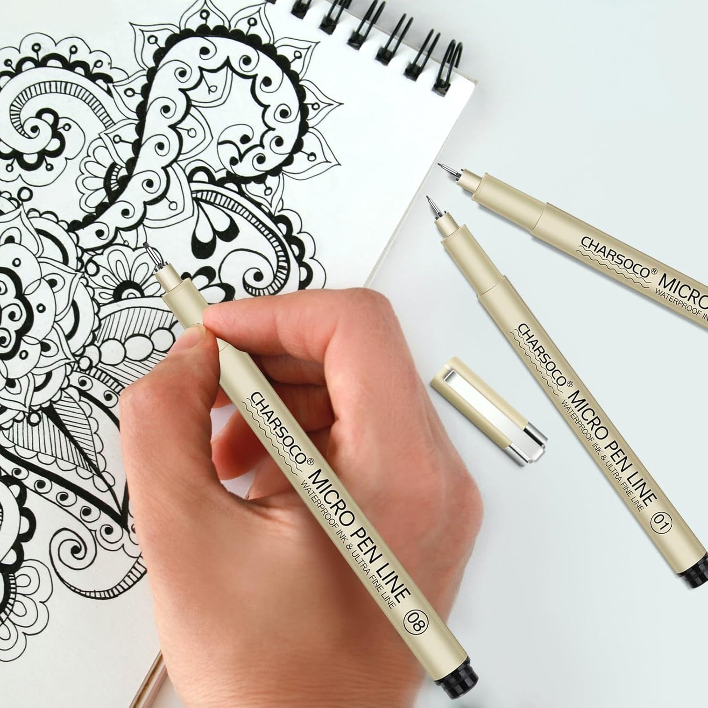 02 Micro Pen, Black Fine Point Pen with Waterproof Archival Ink, 0.28mm Fineliner Ink Pens for Artist Illustration, Sketching, Anime, Manga, Technical Drawing and Scrapbooking