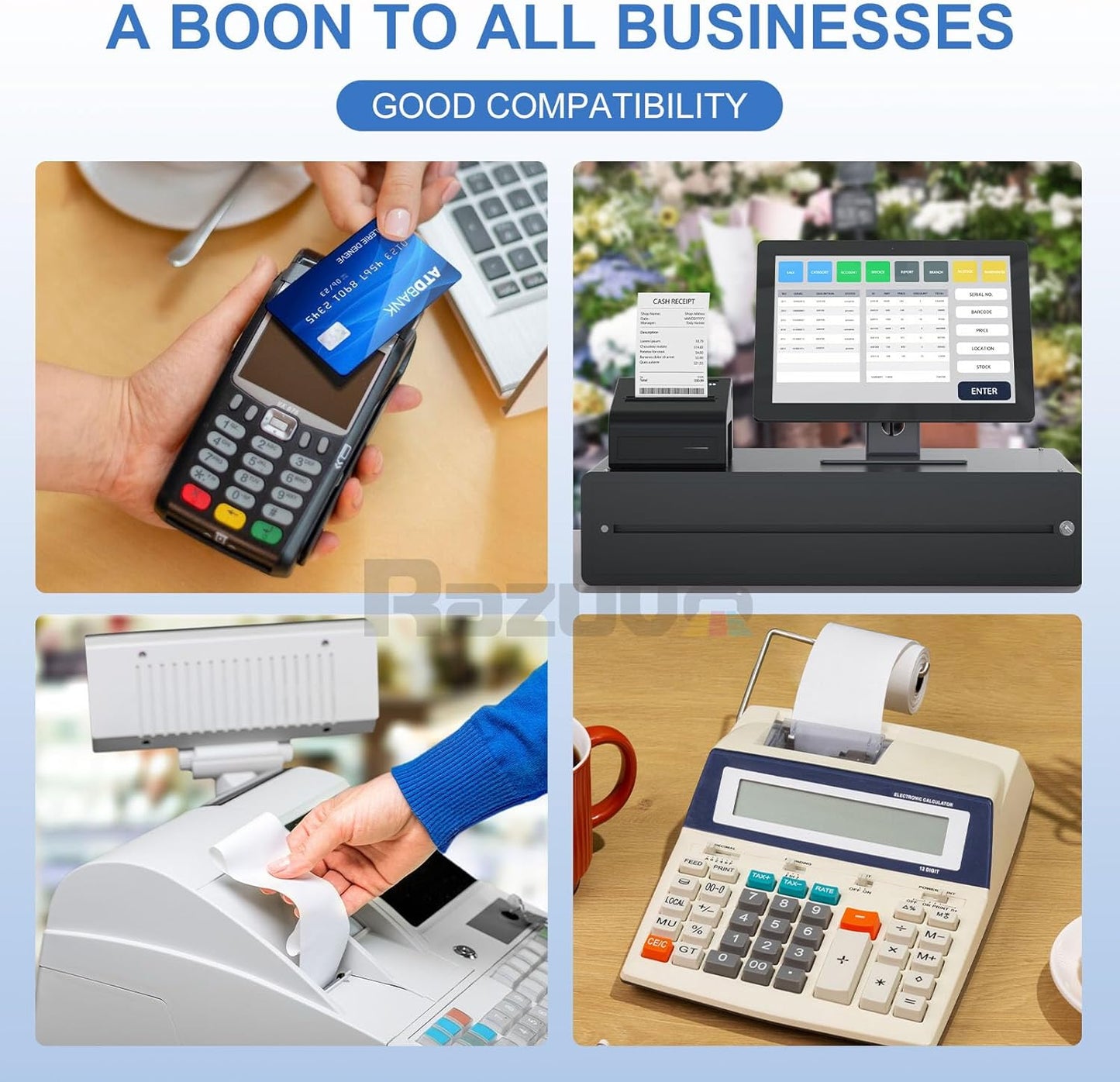 (50 Rolls) 2 1/4 X 85 Thermal Receipt Paper Rolls- Fits All Pos Cash Registers, For Clover POS Cash Register Printers-Premium Quality German Paper