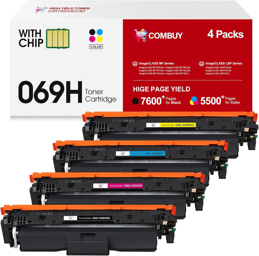 069H Toner Cartridge Set 4 Pack High Yield Replacement for Canon 069 069H Toner Cartridge Works for Canon Color imageCLASS MF753cdw MF751Cdw LBP674Cdw MF752Cdw LBP673Cdw Printer (B/C/M/Y)