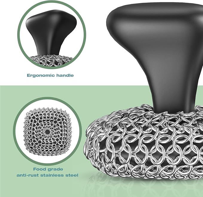 Cast Iron Scrubber Dish Scrub Brush Chainmail Scrubber - Thumbnail 4