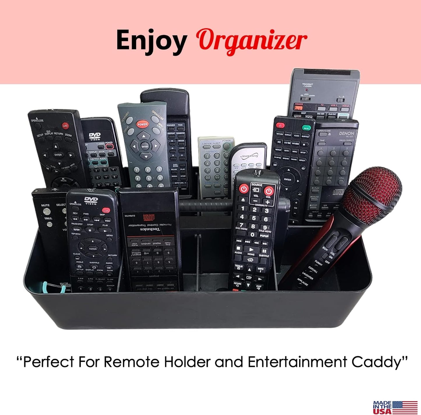 -Large Portable Caddy, DIY Dividers, 8 Compartments, School Office Supplies Home Business Organizer,Portable Basket with Handle Storage Organizer Modern Made in USA (10 PACK, Black)