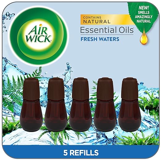 Air Wick Essential Mist Refill, 5 ct, Fresh Waters, Essential Oils Diffuser by AirWick