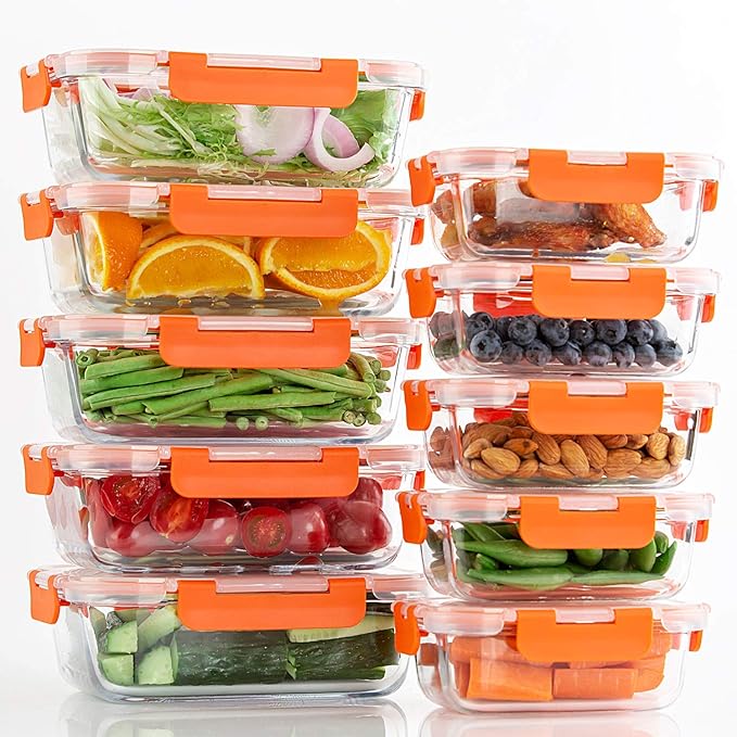 10-Pack Glass Food Storage Containers - Thumbnail 2