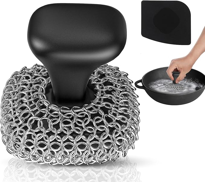 Cast Iron Scrubber Dish Scrub Brush Chainmail Scrubber