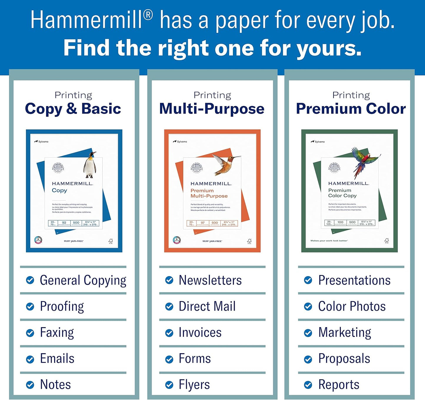 Hammermill Printer Paper, Premium Color 32 lb Copy Paper, 12 x 18 - 100 Bright, Made in the USA, 106127R - 1 Ream (500 Sheets)